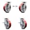 Service Caster 8 Inch Kingpinless Red Poly on Steel Wheel Caster Swivel Locks 2 Brakes, 2PK SCC-KP30S820-PUR-RS-BSL-2-SLB-2 - alternate 1